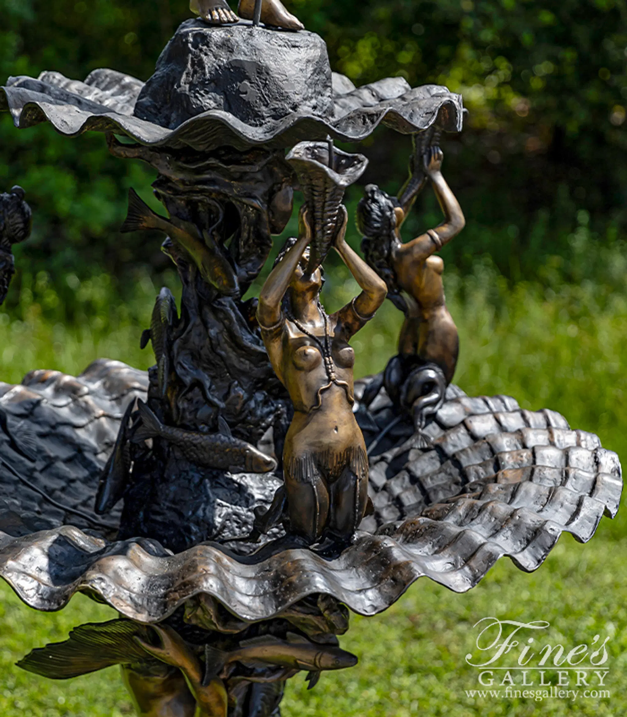 Finesgallery.com - Tiered King Neptune Bronze Fountain
